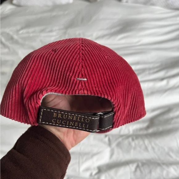 Brunello Cucinelli corduroy Hat. Red, size medium.